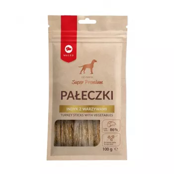Dog treats MACED kalakutienos lazdelės su daržovėmis 100 g – hipoalerginiai natūralūs kieti skanėstai suaugusiems šunims