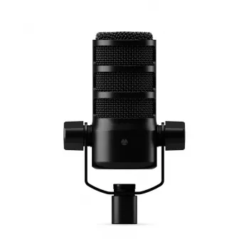 Studijinis mikrofonas RØDE PodMic USB — kardioidinis XLR/USB, 24 bitų/48 kHz, USB-C, ausinių išvestis, sukamoji garsumo reguliavimo rankenėlė, juodas