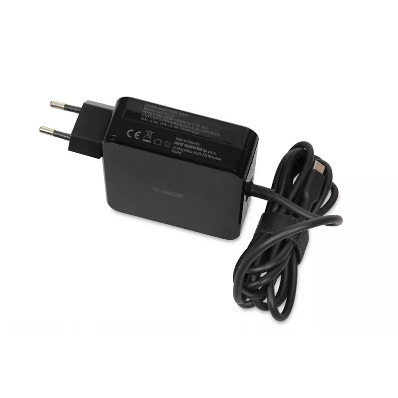 Maitinimo adapteris IBOX IUZ100TC 19V 3.42A (100W) USB‑C išvestis, 2 m kabelis, juodas