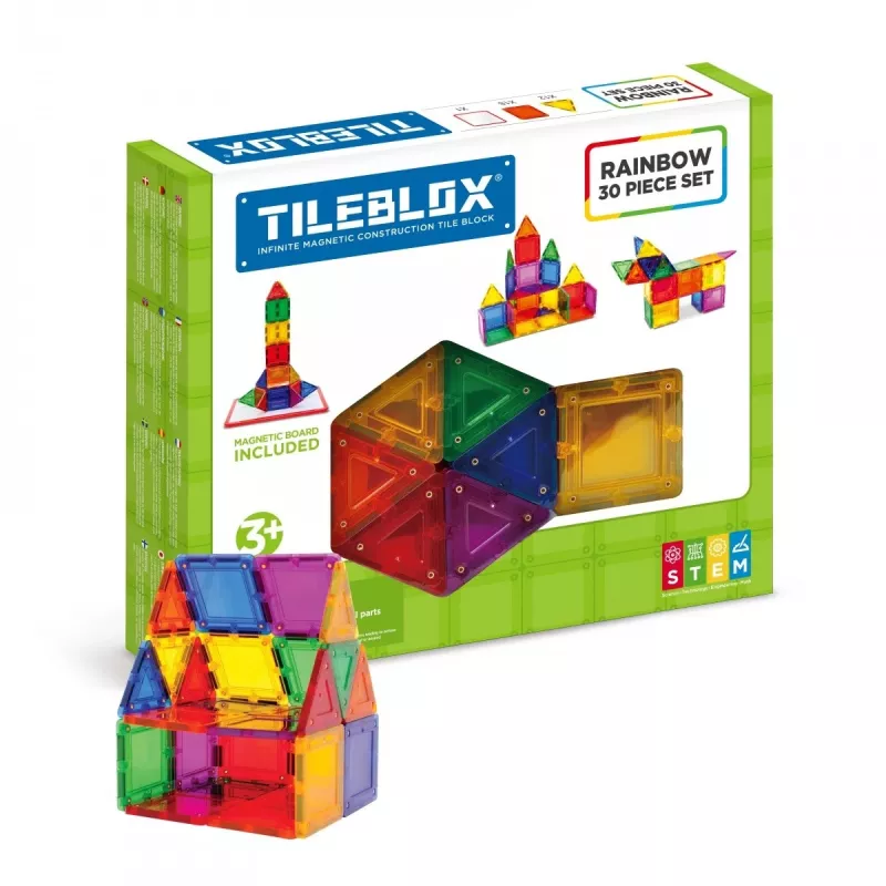 MAGFORMERS magnetiniai blokeliai Tileblox Rainbow rinkinys su magnetine lenta