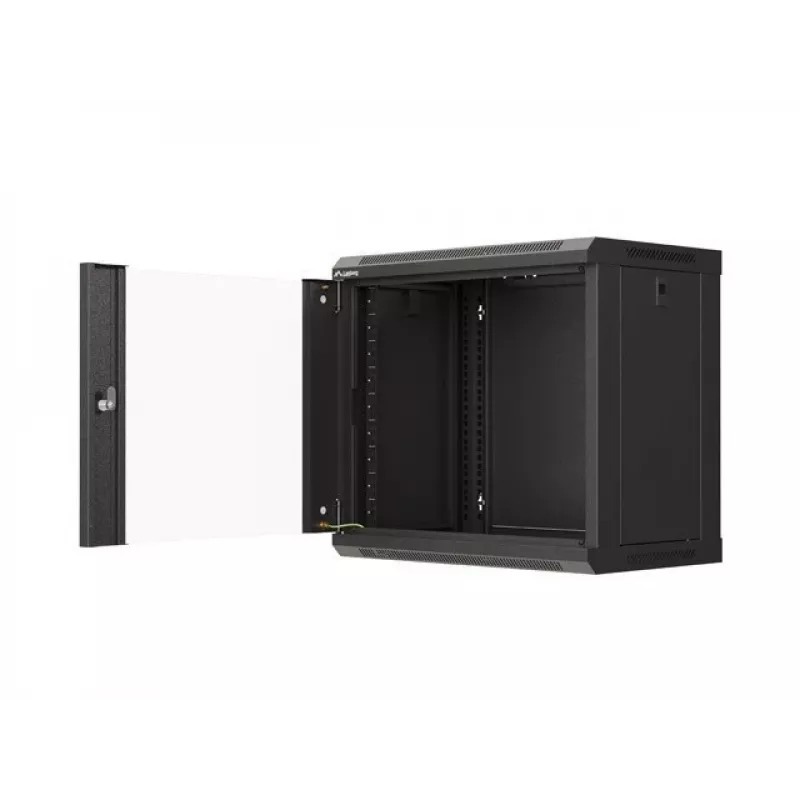 Prie sienos montuojamas stovas LANBERG WF03-5309-10B, 9U, 500×350×540 mm, maks. apkrova 60 kg, juodas