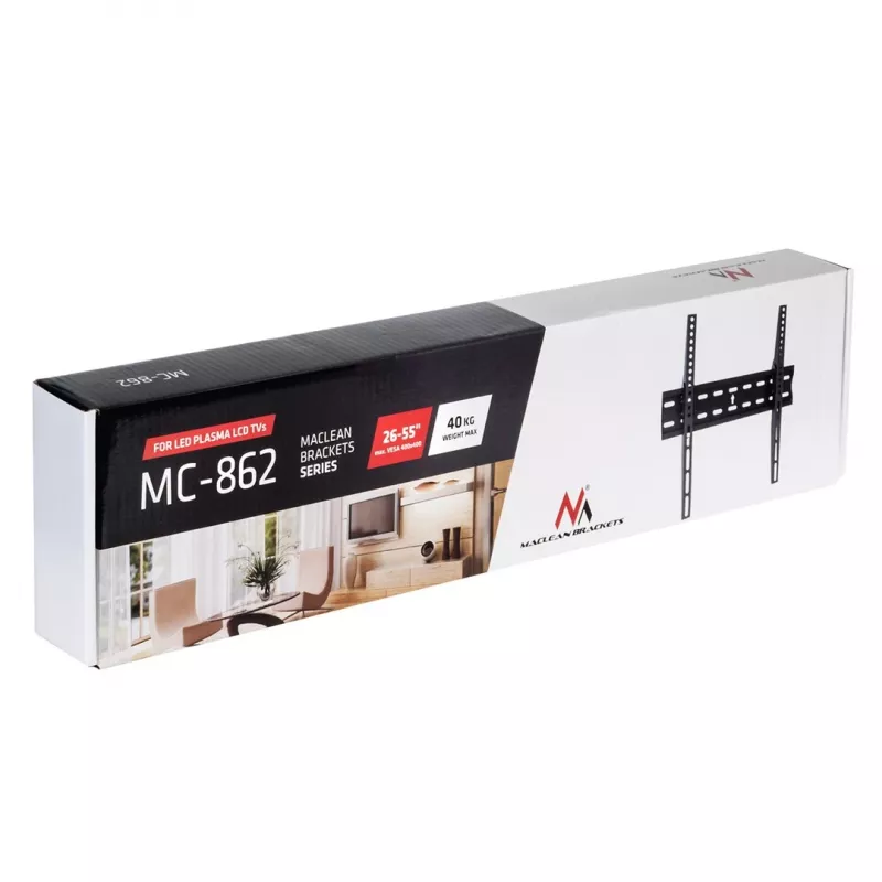 MACLEAN BRACKETS MC-862 Originalus itin tvirtas reguliuojamas lengvai montuojamas TV laikiklis 26-55 40kg universalus juodas max Vesa 400x400