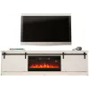 TV spintelė su elektriniu židiniu Cama Meble GRANERO model RTV GRANERO + KOM B/B, 200x56.7x35 cm, balta/baltas blizgesys, 2 durys, 2 lentynos, MDF/drožlių plokštė