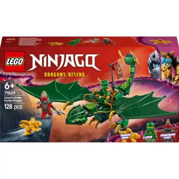 Konstravimo žaislų rinkinys LEGO NINJAGO 71829 Lloyd's Green Forest Dragon, 128 dalys, 2 minifigūrėlės, amžius 6+