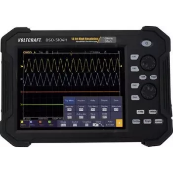 VOLTCRAFT DSO-5104H baterija, skaitmeninis osciloskopas, rankinis osciloskopas (Scope-Meter) 100 MHz 4 kanalai 1 GSa/s 40 Mpts 14 bitų skaitmeninė atmintis (DSO), rankinis įrenginys (VC-11332625)