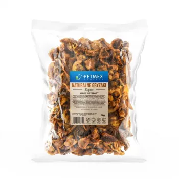 Šunų skanėstai PETMEX kiaulienos juostelės 1 kg — vieno ingrediento kiaulienos užkandis, hipoalerginis, be grūdų, be cukraus