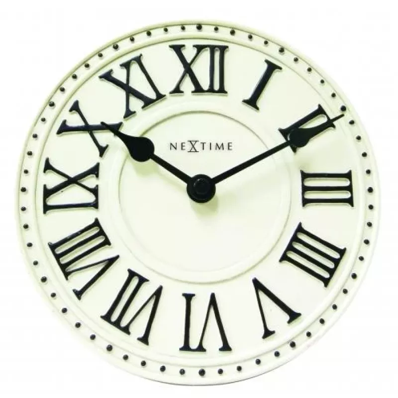 NeXtime klok 5187wi London Table, Ø16 cm, Sieninis, Balta/ Juoda+B32