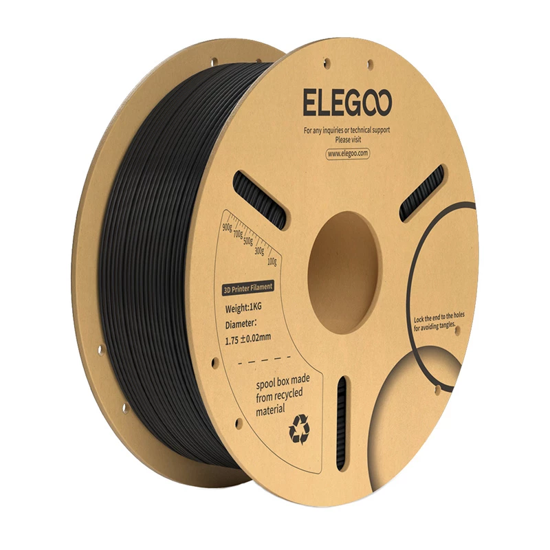Filamento ritė Elegoo PLA+ juoda – 1,75 mm, suderinama su FDM 3D spausdintuvais