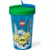 Room Copenhagen LEGO puodelis su šiaudeliu Iconic Boy ryškiai mėlynas (mėlyna/žalia, 500 ml)