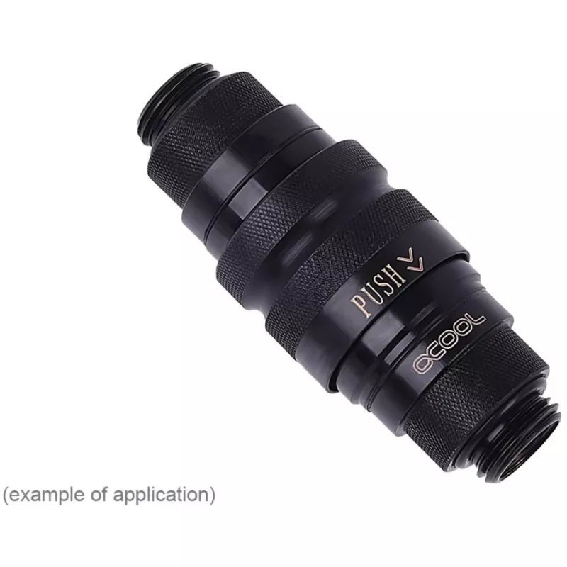 Jungtis Alphacool 17440 — žalvarinė kompiuterinio aušinimo jungtis, juoda, 32×86×32 mm