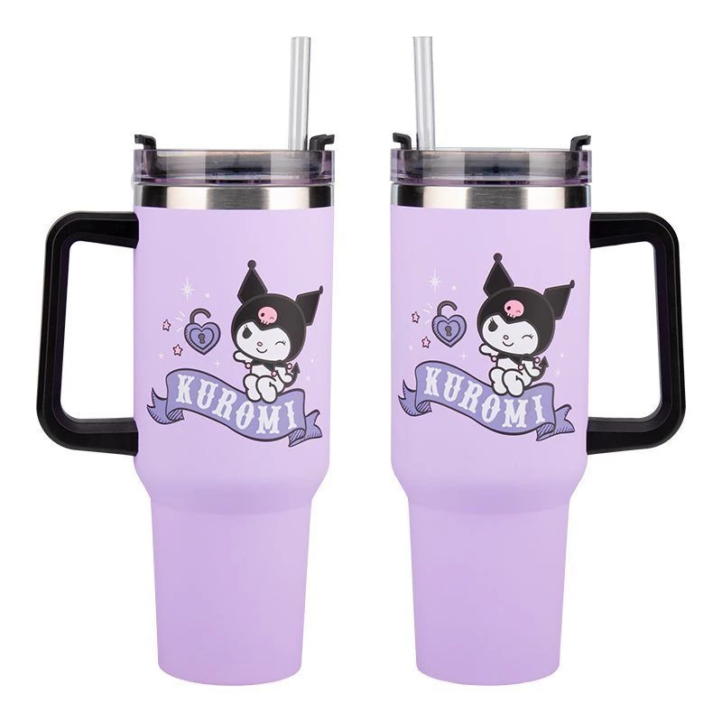 Paladone Hello Kitty Kuromi 900ml izoliuotas puodelis ir šiaudelis