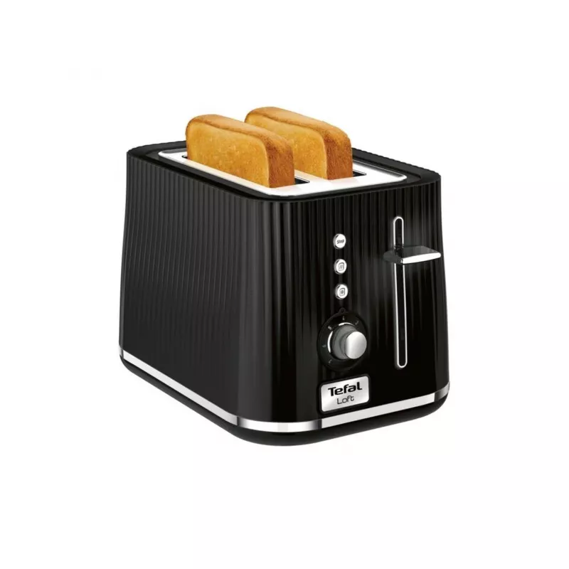 Skrudintuvas Tefal Loft 2S TT761838 — 2 riekėms, 7 skrudinimo lygiai, atitirpinimas/pakartotinis kaitinimas, nuimamas trupinių padėklas, juodos spalvos