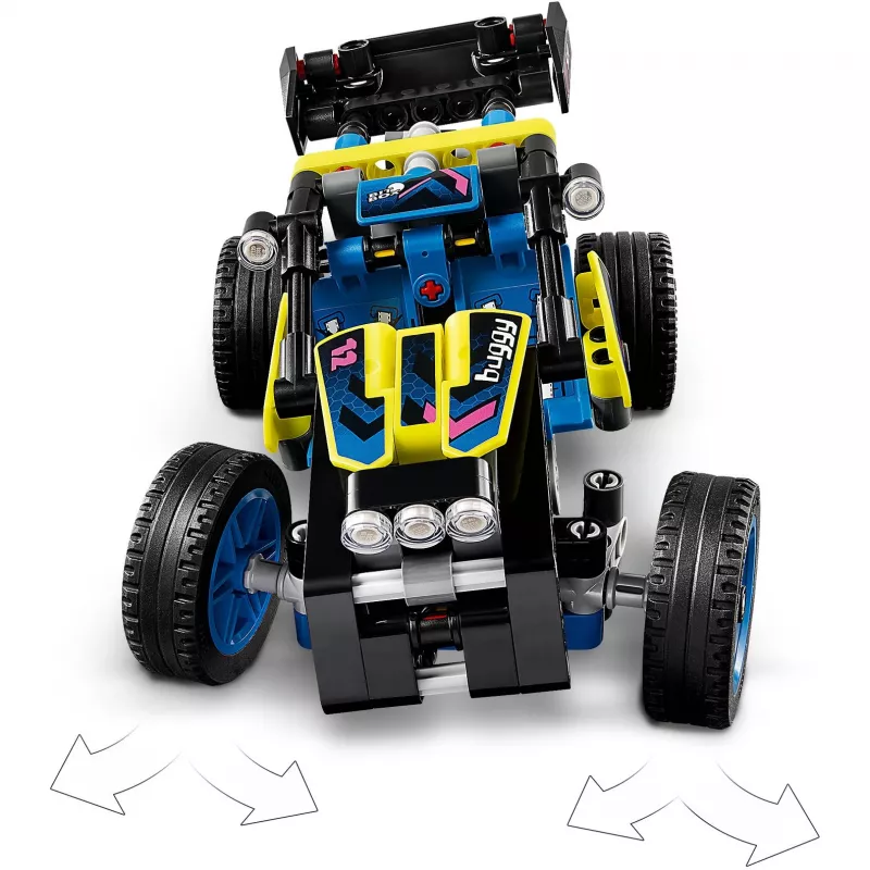 LEGO Technic bekelės lenktyninis automobilis 42164 2-in-1 modelis su tikroviškomis funkcijomis