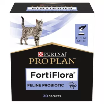 Probiotinis papildas Purina Pro Plan FortiFlora 30 x 1 g paketėliai katėms — milteliai, palaiko žarnyno mikroflorą ir imunitetą