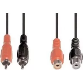 Garso kabelis e+p B 98/5 5 m 2 x RCA juoda raudona