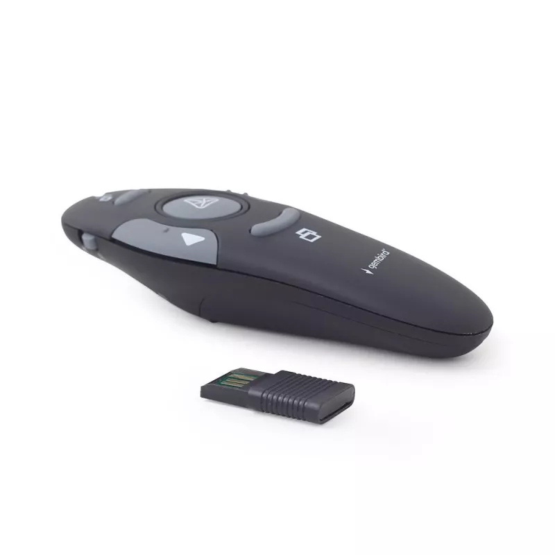 GEMBIRD wireless IR presenter WP-L-11, 4 buttons, 2.4 GHz RF USB receiver, Juoda, AAA baterija