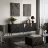 Chest of drawers cama meble Cama 4D MOUNTAIN 204x40x72 cm — Juoda & gold, MDF/particle board