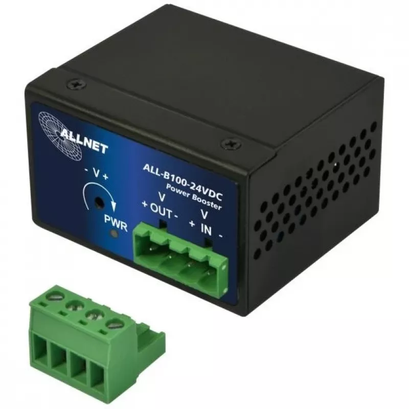 DC-DC maitinimo stiprintuvas ALLNET ALL-B100-24VDC: 24VDC įėjimas į 48–55VDC išėjimą, iki 95W