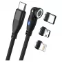 USB laidas RealPower MagneticCharge 100 1m USB C juodas