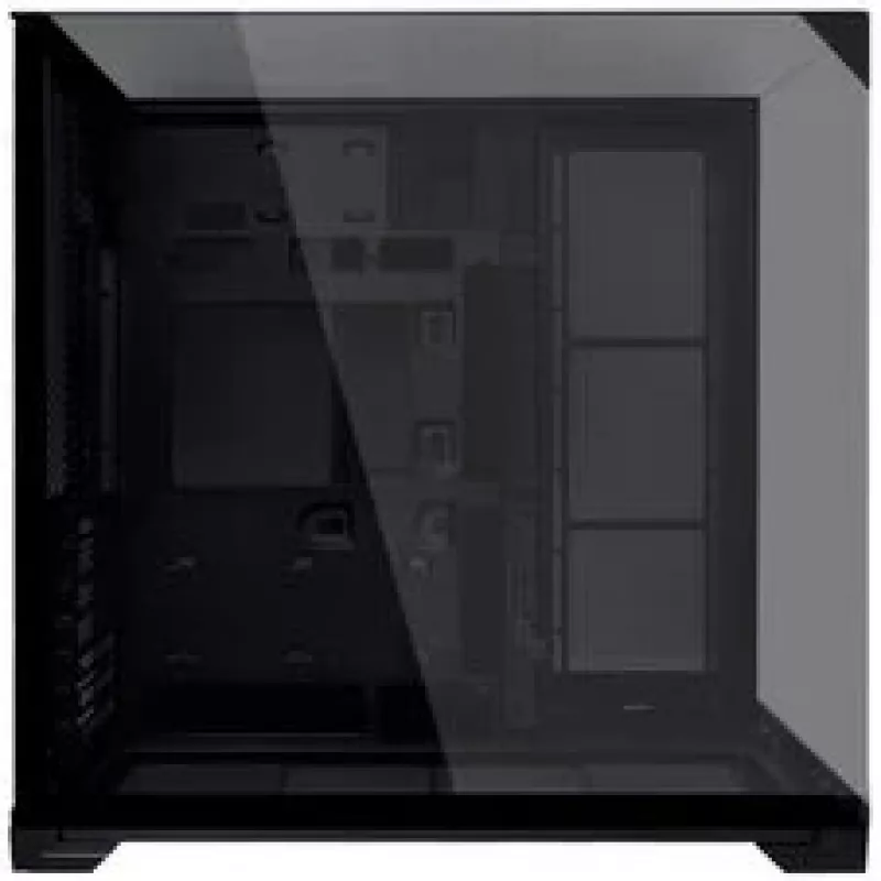 Lian Li O11 Vision Compact PC korpuso komplektas + 3x UNI FAN SL-INF 120 Reverse Blade ventiliatorius – juodas