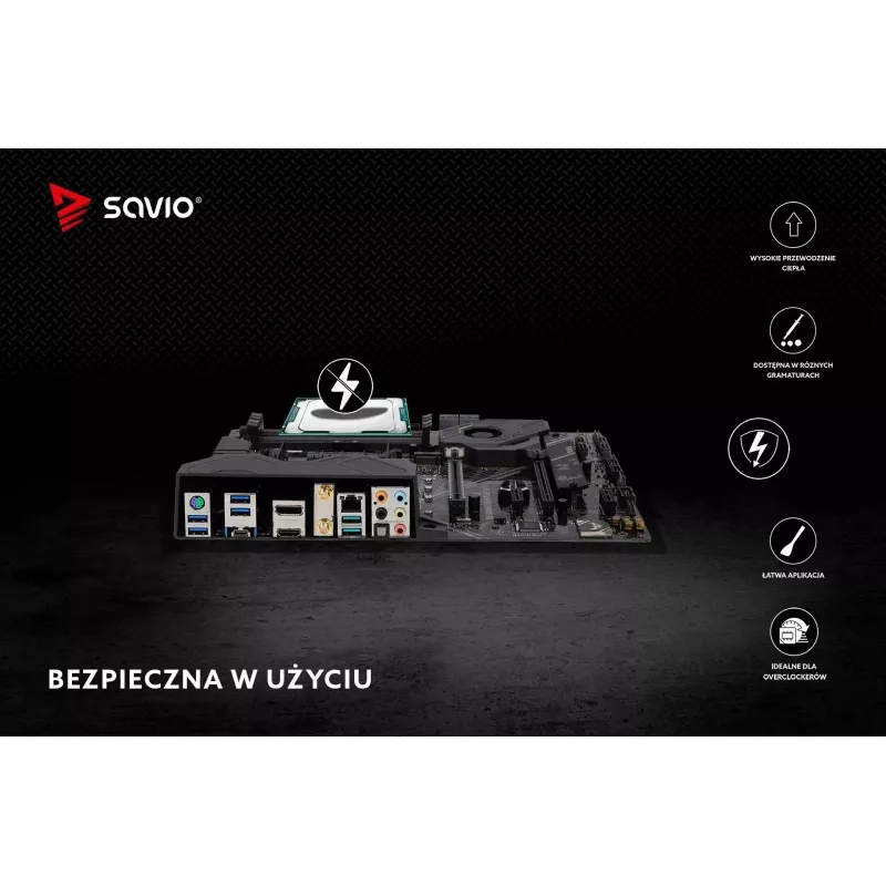 Termo pastos SAVIO TG-04 2g — aukštos kokybės procesoriaus/grafinio procesoriaus termo tepalas, tankis 2,81 g/cm³, pilka, 2 g