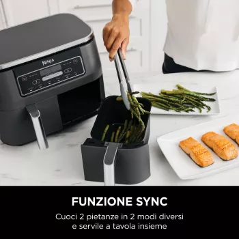 Ninja AF300 Dvigubas 7,6 L Laisvai pastatomas 1690 W Karšto oro gruzdintuvas Juodas