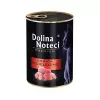 Šlapias kačių maistas Dolina Noteci 400 g skardinė — veršienos formulė, suaugusioms katėms, 80% drėgmės
