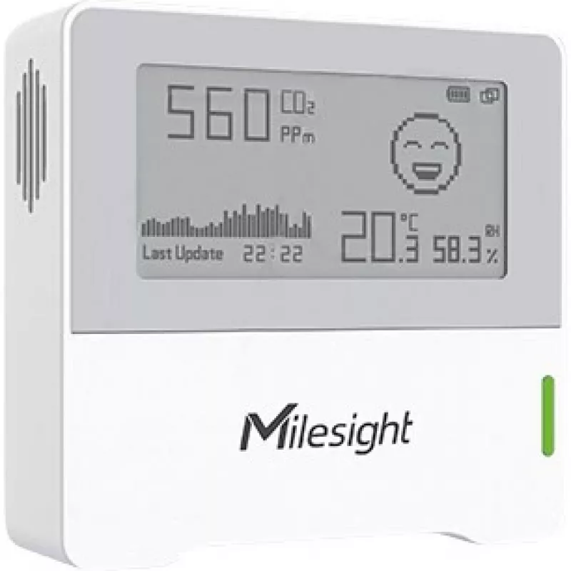 Patalpų aplinkos stebėjimo jutiklis Milesight AM103 LoRaWAN 868MHz — temperatūros ir drėgmės jutimas