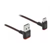 USB kabelis DeLOCK EASY-USB 2.0 Type-A kištukas į Type-C kištuką kampuotas 0,5 m juodas