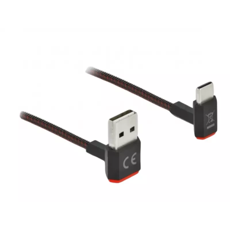 USB kabelis DeLOCK EASY-USB 2.0 Type-A kištukas į Type-C kištuką kampuotas 0,5 m juodas