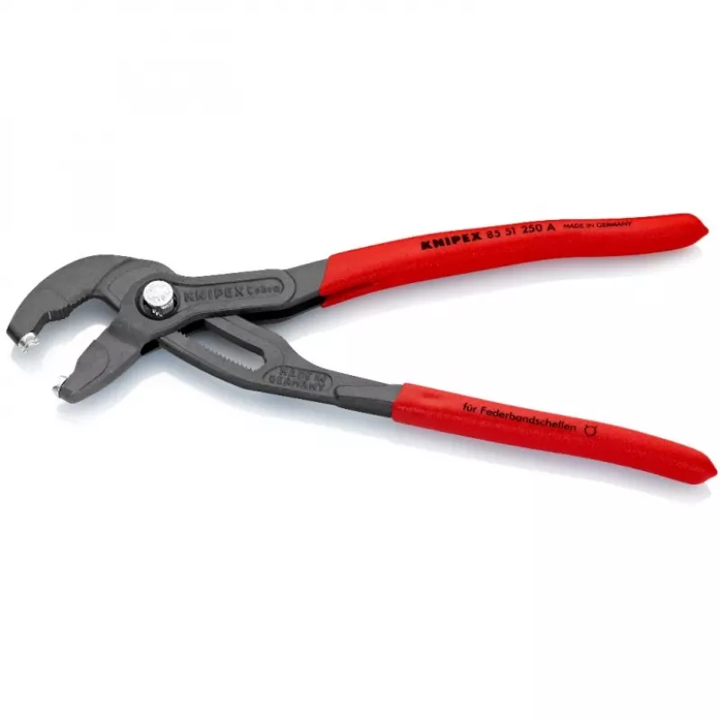 Knipex spyruoklinės juostos apkabos replės, visas ilgis 250 mm, maks. apkabos skersmuo 70 mm, nustatymai 25