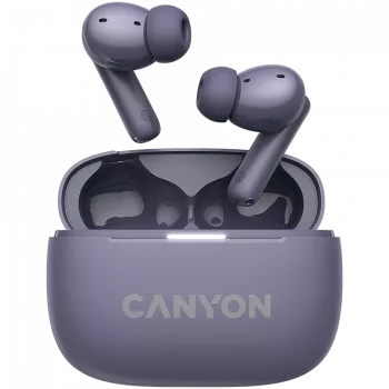 Canyon CNS-TWS10PL ausinės ir laisvų rankų įranga, tikrai belaidės stereofoninės (TWS), į ausis įdedamos, skambučiams / muzikai / sportui / kasdieniam naudojimui, USB Type-C, Bluetooth, violetinės (CNS-TWS10PL)