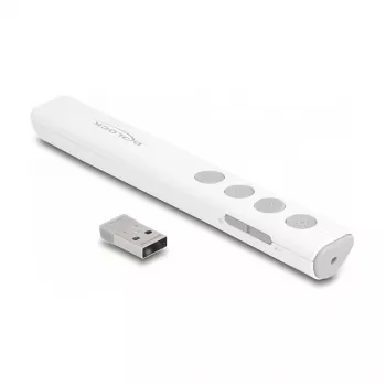 DeLOCK USB lazerinis pranešėjas baltas belaidis USB RF nano imtuvas