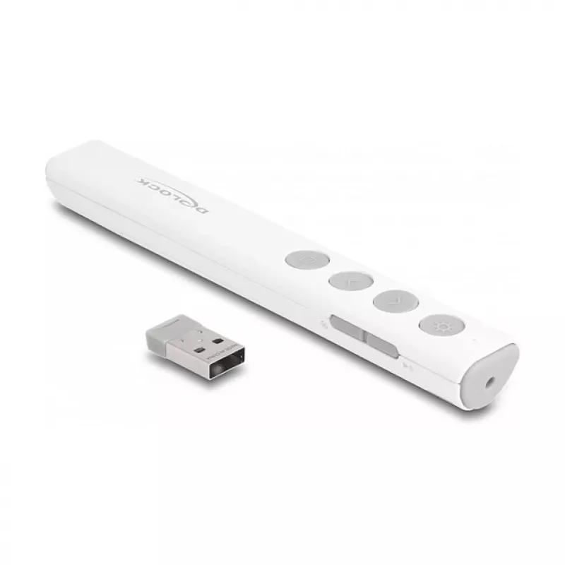 DeLOCK USB lazerinis pranešėjas baltas belaidis USB RF nano imtuvas