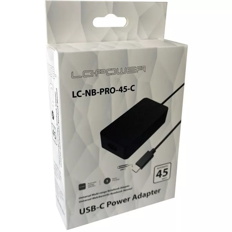 LC Power LC-NB-PRO-45-C - Maitinimo šaltinis - AC 110-240 V - 45 W - Juoda