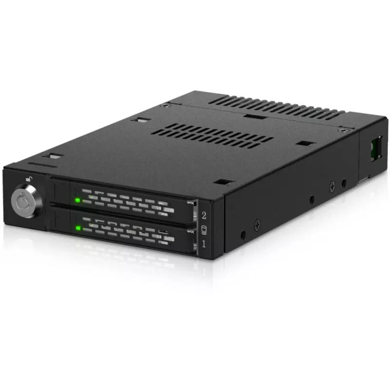 ICY DOCK - ToughArmor - MB834MK-B V2 - 2x M.2 NVMe į 1x 3,5 colio skyriaus mobilųjį rėmelį su metaliniu raktiniu užraktu SlimSAS 4i juoda