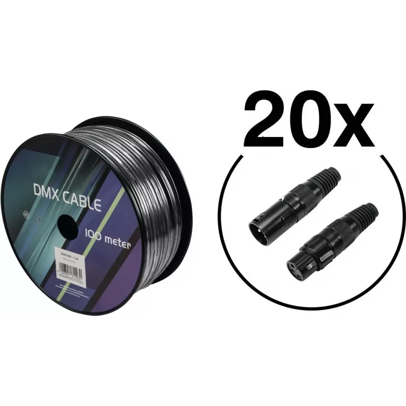 DMX kabelių rinkinys EUROLITE 20000431 — 2 x 0,22 mm² laidai, ilgis 100 m
