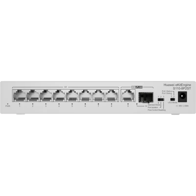 HUAWEI eKit S110 Series S110-8P2ST nevaldomas L2 Gigabit Ethernet (10/100/1000) maitinimas per Ethernet (PoE) pilkas