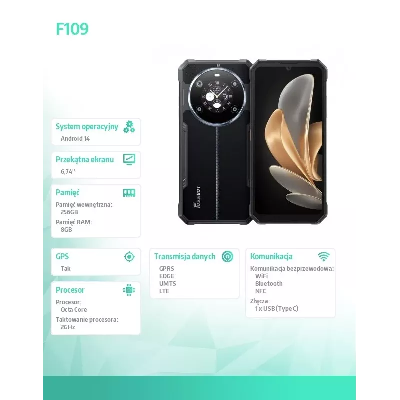 Išmanusis telefonas FOSSiBOT F109 juodas — F109 Juoda CH modelis