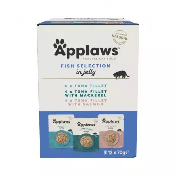Drėgnas kačių maistas Applaws Žuvies rinkinys multipack sultinyje 12 x 70 g, suaugusioms katėms, 83 % drėgmės, pakeliai