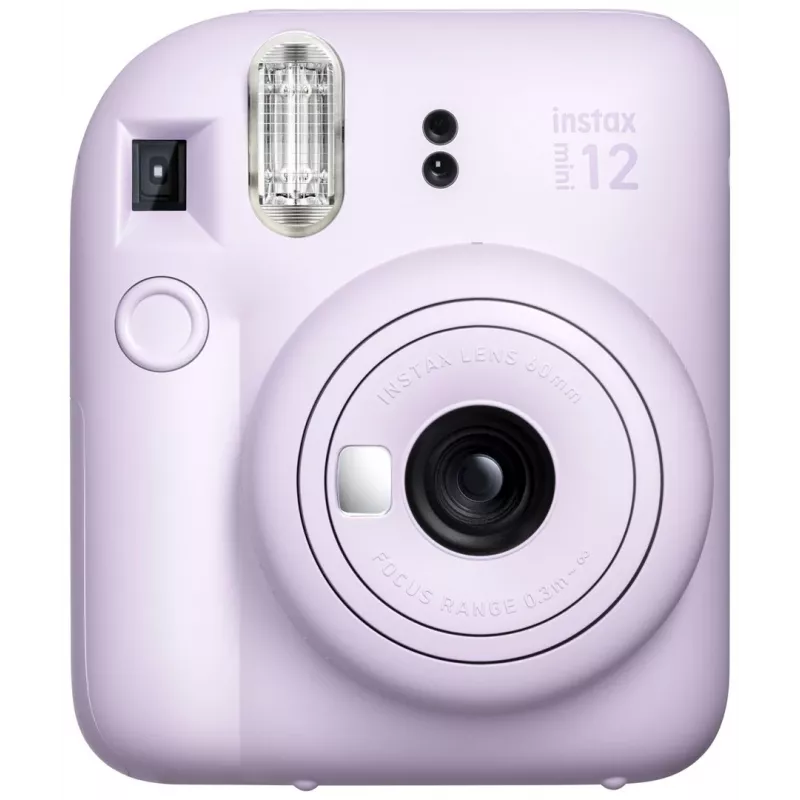 Momentinis fotoaparatas Fujifilm Instax Mini 12 Purple — nuotrauka 86×54 mm, plėvelė 62×46 mm, 60 mm židinio nuotolis