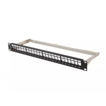 Tuščia pataisų skydelė 24 prievadai 1U 19 colių FTP keystone moduliams juoda
