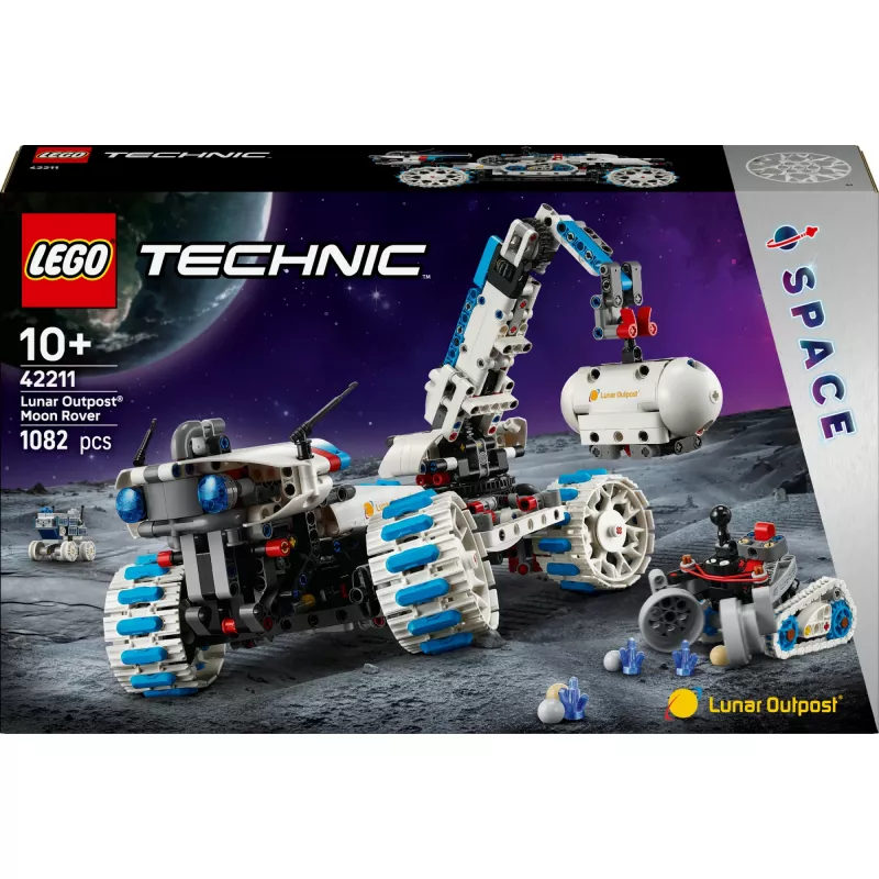 LEGO Technic 42211 Lunar Outpost Mėnulio roveris – konstruktorius, 1082 vnt., modulinis surinkimas, 130×310×190 mm