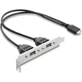 Vidinė USB Type-E Key B adapterio kortelė DELOCK 67346 — 2× USB-A 5 Gbps su lizdo laikikliu