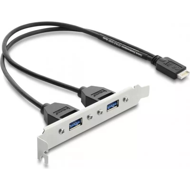 Vidinė USB Type-E Key B adapterio kortelė DELOCK 67346 — 2× USB-A 5 Gbps su lizdo laikikliu