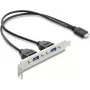 Vidinė USB Type-E Key B adapterio kortelė DELOCK 67346 — 2× USB-A 5 Gbps su lizdo laikikliu