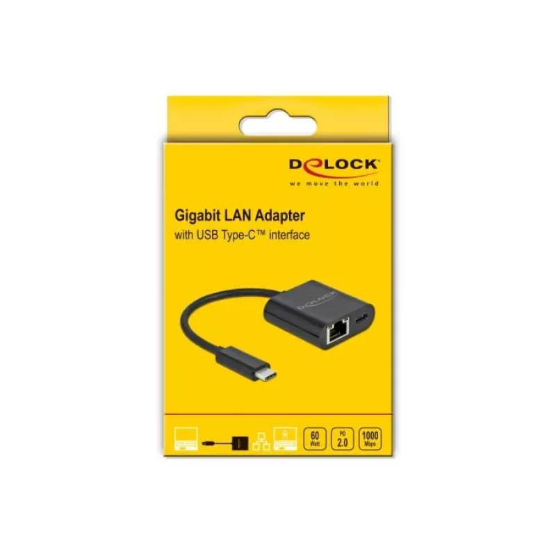 USB Type-C adapteris DeLOCK 66644 Gigabit LAN Power Delivery