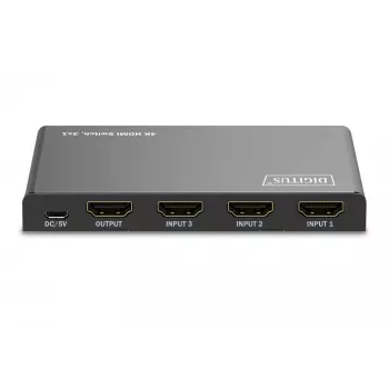 Digitus 4K HDMI jungiklis 3x1, metalinis, juodas, 18 Gbit/s