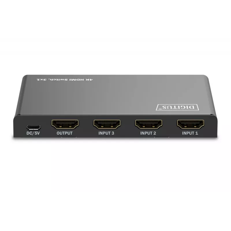Digitus 4K HDMI jungiklis 3x1, metalinis, juodas, 18 Gbit/s