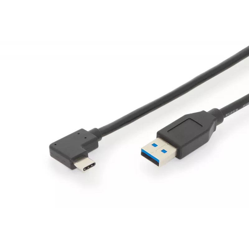 Digitus ASSMANN - USB laidas - USB-C (M) kampuotas į USB Type A (M) tiesus - USB 3.1 Gen2 - 3 A - 1 m - formuotas - juodas (AK-300147-010-S)